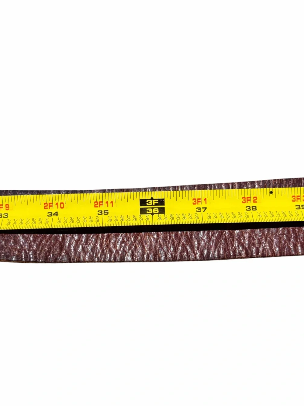 VINTAGE FOSSIL LEATHER BELT ANTIQUED PEWTER EAGLE BUCKLE BROWN 33-42” MEN